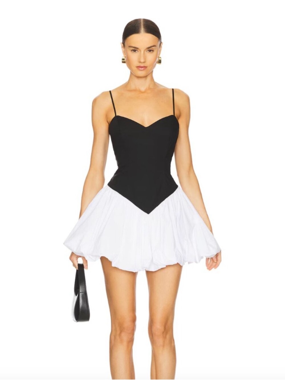 $160 REVOLVE Bardot Contrast Poplin Bubble Mini Dress Size S NWT